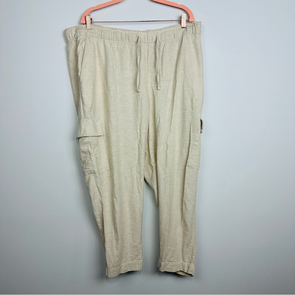 GAP Women's Cream Straight Leg Linen Pants Size XXL